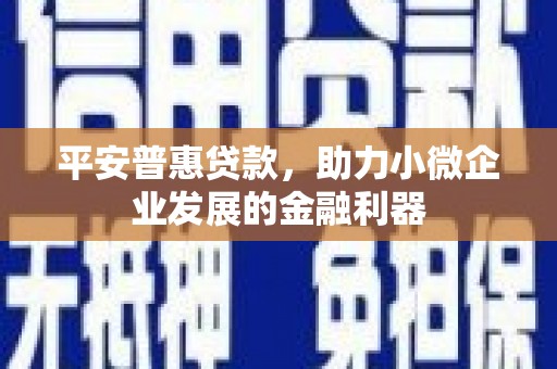 马边平安普惠贷款，助力小微企业发展的金融利器