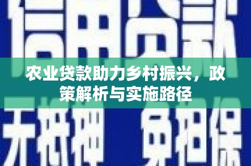 嘉祥农业贷款助力乡村振兴，政策解析与实施路径