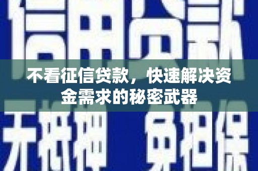 亭湖不看征信贷款，快速解决资金需求的秘密武器