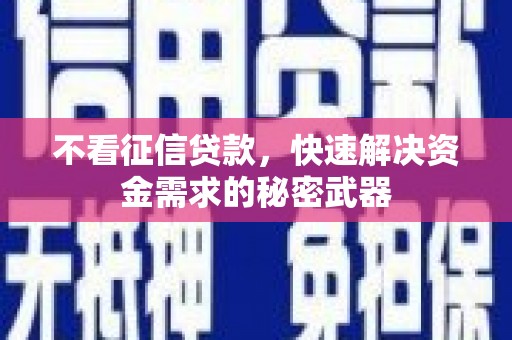 蒲江不看征信贷款，快速解决资金需求的秘密武器